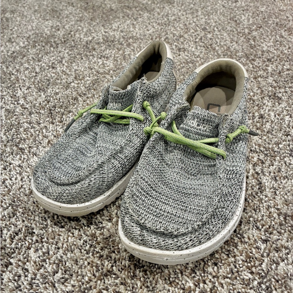 Hey Dude Kids Gray and Green Size 4
